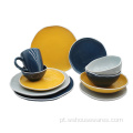 Cerâmica de fábrica 24 peças coloridos conjunto de utensílios de mesa vitrificados
